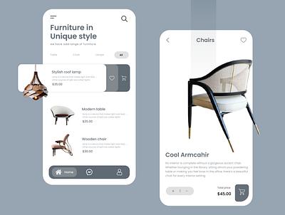 Furniture Application Design app design branding design figma graphic design mobile design