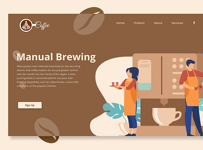 Barista -Illustration for Coffee Shop Website design figma graphic design illustration vector website