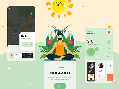 Yoga & Fitness App mobile UI Concept app design branding design figma graphic design illustration mobile design vector