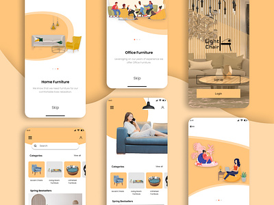 Furniture App designs app design branding design figma graphic design illustration mobile design