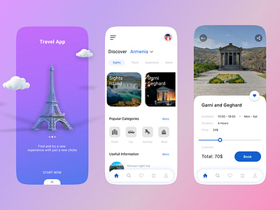 Travel app mobile design ideas