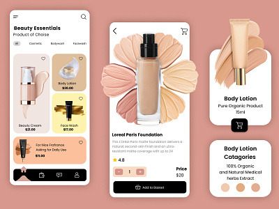 Cosmetic UI for Unmatched Beauty app design branding design figma graphic design logo mobile design