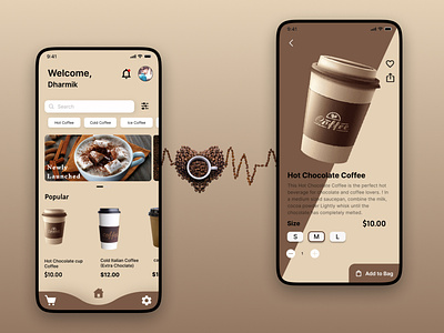 Coffee Application UI Design app design branding design figma graphic design mobile design ui