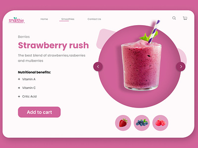 Strawberry Smoothies Webpage Design branding design designer figma graphic design web website website design