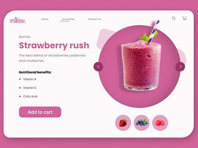 Strawberry Smoothies Webpage Design branding design designer figma graphic design web website website design