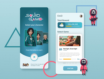 Squid Game Concept UI Design app design branding design figma graphic design mobile design