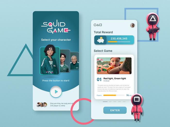 Squid Game Concept UI Design by Kishan Kanani on Dribbble