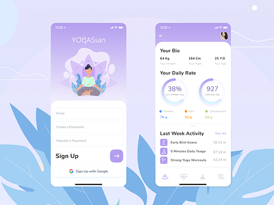 Sign Up / Application interface design app design habit health app mobile app mobile app design mobile ui ui ui design uiux ux design yoga app