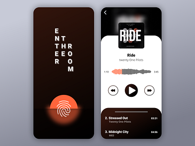 ETR music player app application color design interface mobile player ui uiux ux