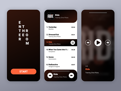 ETR music player app application color design interface mobile player ui uiux ux