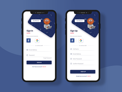 Sign In Sign Up Mobile App Design concept