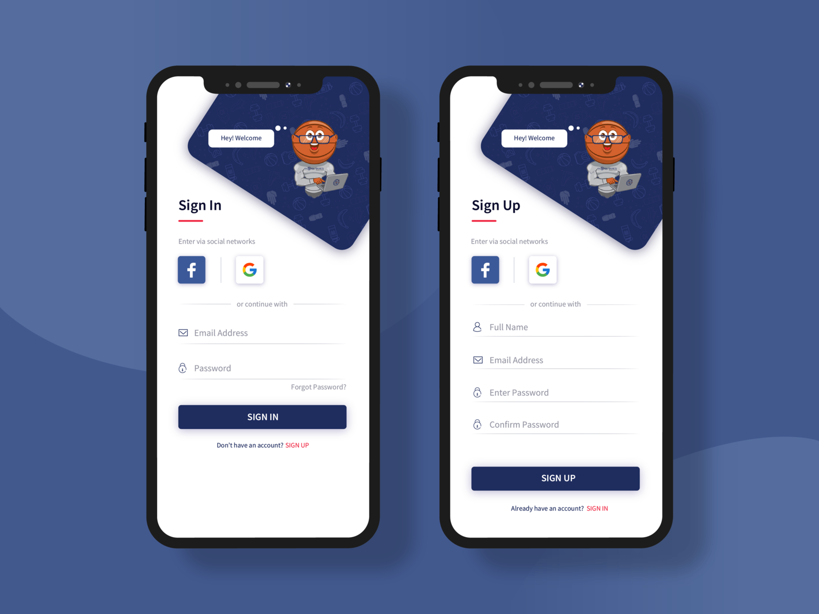 Sign In Sign Up Mobile App Design concept designed by Skycap. 
