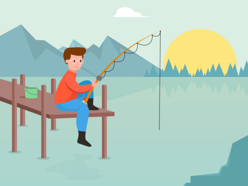 Fishing Animation - Happy & Sad, Day & Night by Skycap on Dribbble