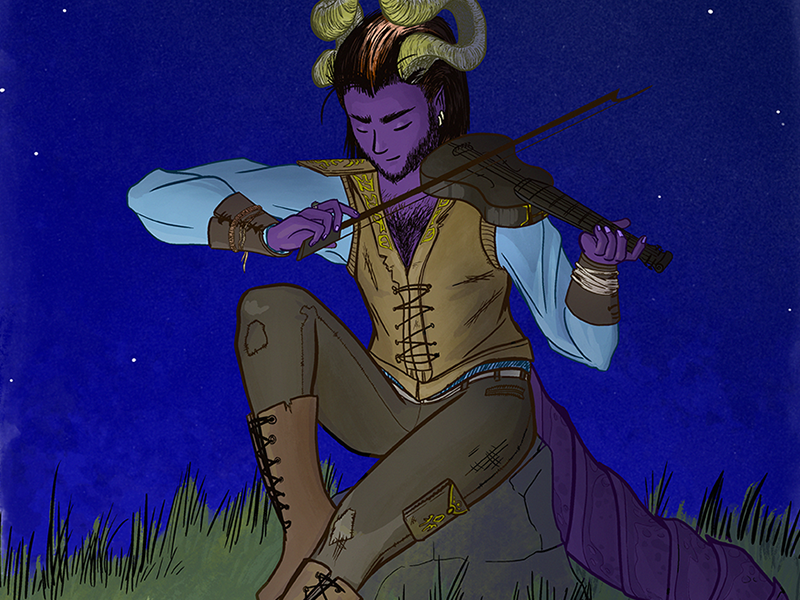 Lost - detail shading inking violin bard teifling dd colour cintiq photoshop illustration