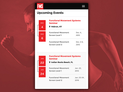 FMS Event List event event list fitness list mobile responsive