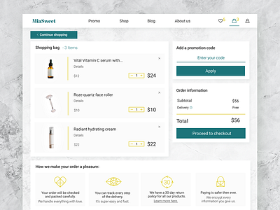 Checkout for MiaSweet 100dayschallenge 100daysofui checkout checkout page clean ecommerce icon icons luxurious ui uiux website