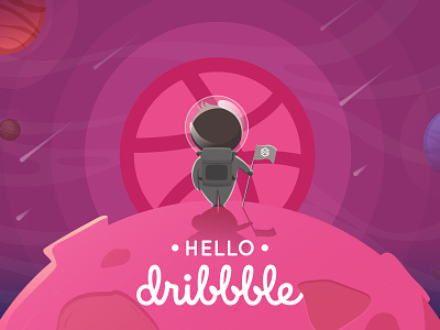 Hello Dribbble company branding design dribbble dribbble best shot firstshot illustration illustrator shot spaceman