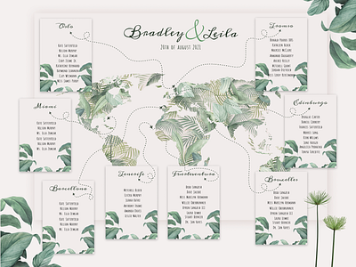 Tableau Mariage - around the World botanical illustrator plant plants print print design printed tableau mariage wedding wedding design wedding inspo wedding invitation wedding invite