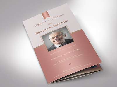 Rose Gold Tri fold Funeral Program Word church bulletin design father funeral program gold male man memory keepsake obituary template pastor appreciation photo collage program templates publisher template rose gold templates tri fold brochure tri fold funeral program word template