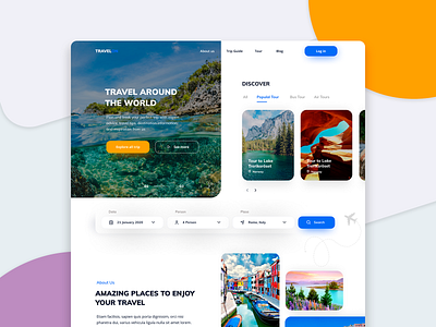 Concept travel agency - TravelON concept interface minimal search app tour tourism service travel travel agency travel booking travel places travel web travel web design trip uiux web interface website white