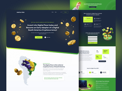 DIGITAL PESO - Crypto Investing Landing page blockchain coin crypto cryptocurrency digital money digital product digital token exchange figma landing page minimal portfolio website trading ui uiux web web design website