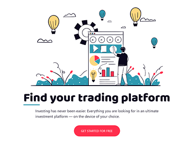 Online trading art design illustraion landing landingpage line logo man style template trade tranding ui uiux vector web website