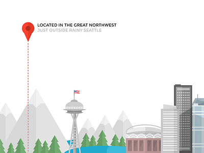 Located in the great Northwest city illustration location mountains pine seattle skyline trees