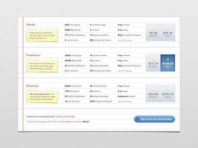 Pricing Grid: Complete grid note pricing table tape texture ui web