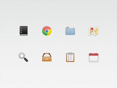 32px icons 32px icons clean sexy icon set colors ui chrome book leather wood folder map glass archive paper reminder calendar