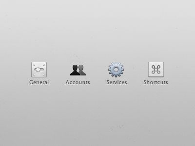 Icons for an app accounts app blue clean gear general icons services settings shortcut ui