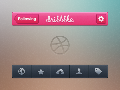 Dribbble for iOS blue dribbble helvetica neue ios navigation noise pink shadow shot ui