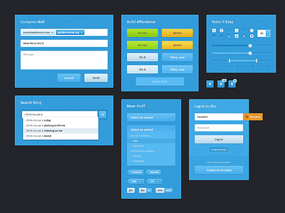 Blu From UI [Full View Attached] blu buttons checkbox field form green input kit login optgroup option orange radio search select tags tooltip ui