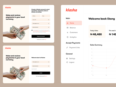 Klasha Pages ui design web