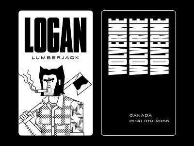 Week 02: Logan Wolverine - Super Hero adobe illustrator business card businesscard character community dribbbleweeklywarmup illustration learning logan prompt superhero type vector weekly warm up wolverine x men