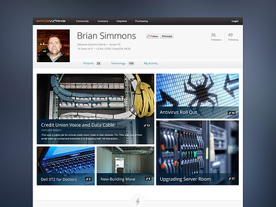 Portfolio Network for IT Pros application community portfolio profile projects social network technology ui user web