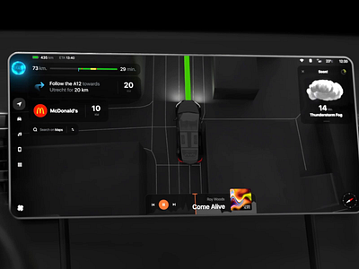 Intelligent vehicle terminal animation automative car clean design drive tesla ui