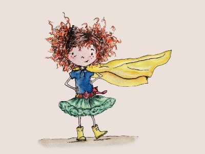 Meet Super-Curl illustration ink kids pencil superhero watercolor