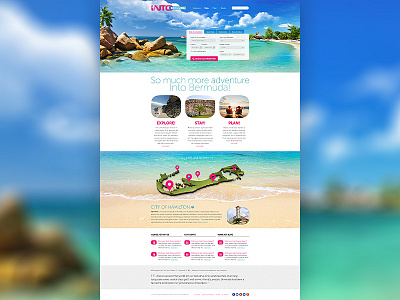 Site about Bermuda islands blue green home homepage island ocean palm sea splash page website