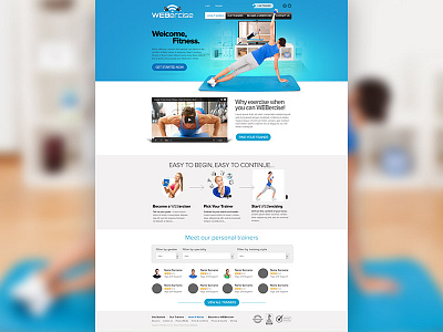 WEBercise blue design fitness home homepage site sport web webdesign website