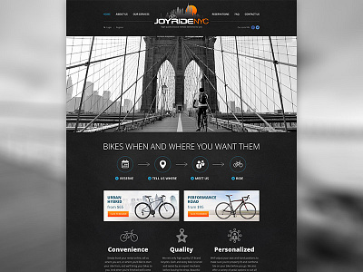 JoyRide NYC bicycle bike design home homepage nyc website