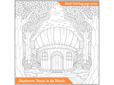 Mushroom house in the woods art coloring book coloring page cool design cute designs educational fantasy learning vector vector illustration