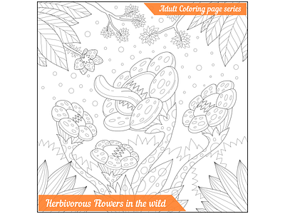 Herbivorous Flowers in The Wild art artwork book cartoon coloring coloring book coloring page cool design creative design designs doodle drawing fantasy graphic design illustration outline sketch vector vector illustration