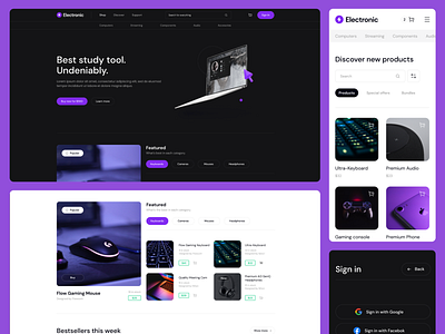 Online shop design | light and dark mode ecommerce shop ui ux website design