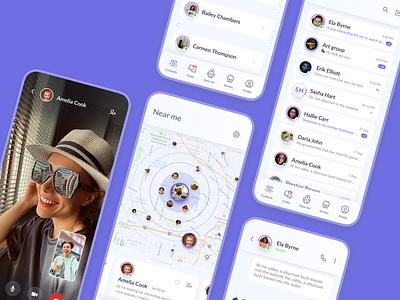 Near Me app blue branding call chat contacts design figma graphic design illustration ios logo material design online typography ui ux vector