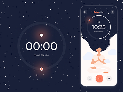 Relaxation app branding design graphic design illustration logo medetation mobileapp relaxation stars typography ui ux vector