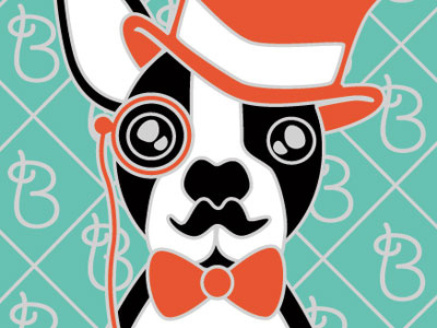 Boston boston bow tie dog gentleman green monocle mustache orange