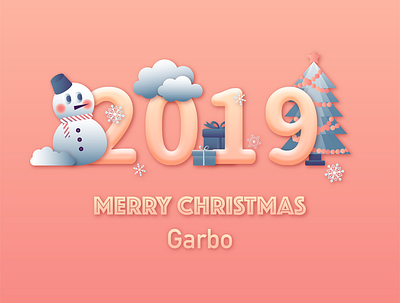 2019 Merry Christmas by Garbo 2019 2019 christmas christmas illustration merry christmas snowflake snowman vector vector illustration winter