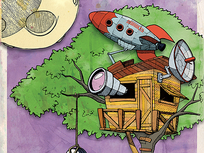 Ground Control drawing illustration rocket texture treehouse