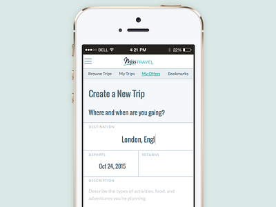 Create a Trip mobile