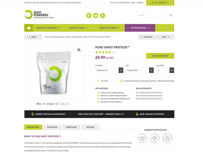 Bulkpowders Product Page design e commerce ui ux web